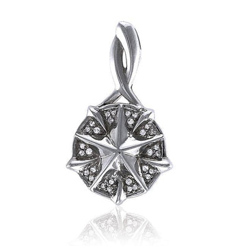 Silver Compass Slider Pendant with Gemstone TPD3528 - Jewelry